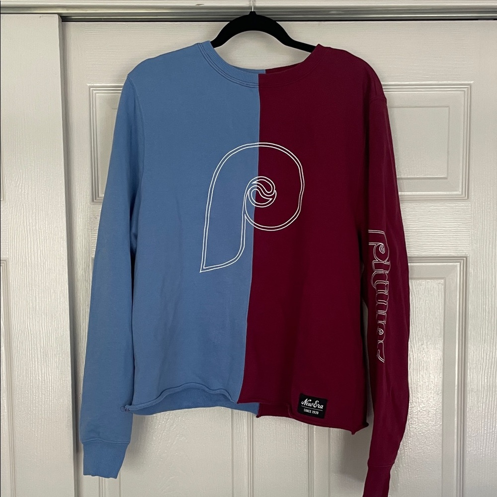 Mitchell & Ness Blue and Burgundy Split Long Sleeve